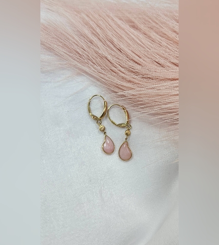 Дамски комплект от жълто злато и Розов кварц