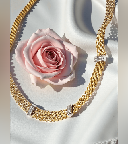 Колие от жълто и бяло злато Eleganza