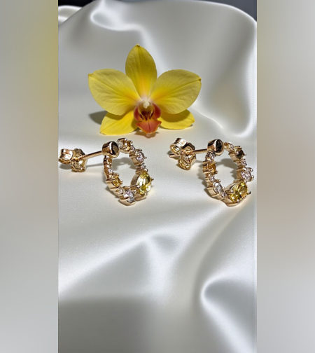 Златни обеци с жълти циркони Novello