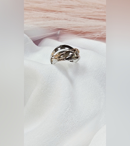 Златен пръстен от бяло и розово злато „Eterna Duo“