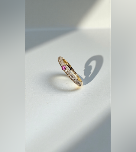 Златен пръстен с диаманти и рубин  I  Gioielli del Sole