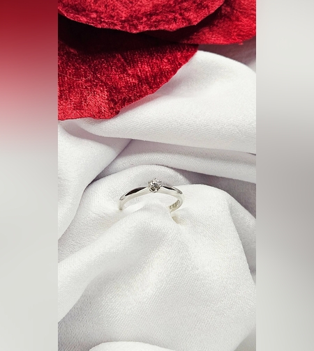 Златен пръстен от бяло злато с диамант Flamingo Grace