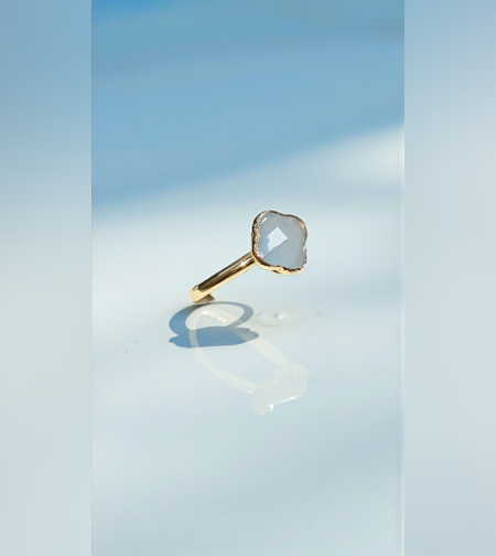 Златен пръстен с Аквамарин Милк