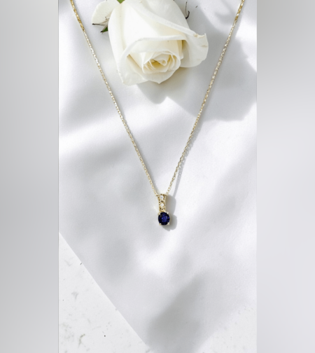 Дамско колие със Сапфир и диаманти от 18К злато I Gioielli del Sole