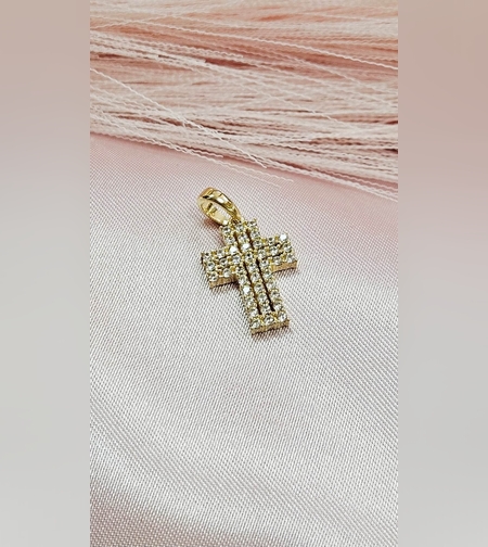 Златно кръстче с циркони