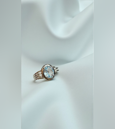 Златен пръстенс Аквамарин