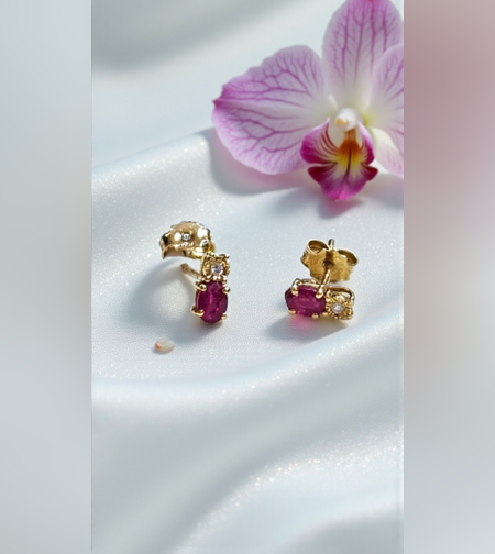 Златни обеци с диаманти и рубини I GIOIELLI DEL SOLE