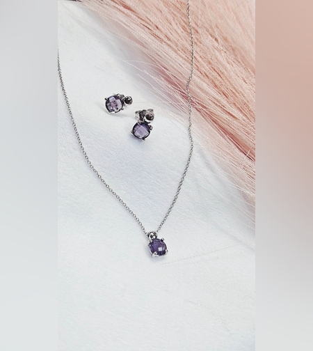 Комплект от бяло злато и Аметист