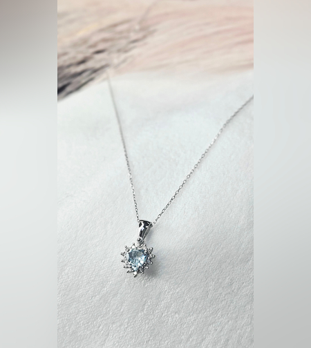 Златно колие от бяло злато 18К с Аквамарин и ДиамантиI Gioielli del Sole