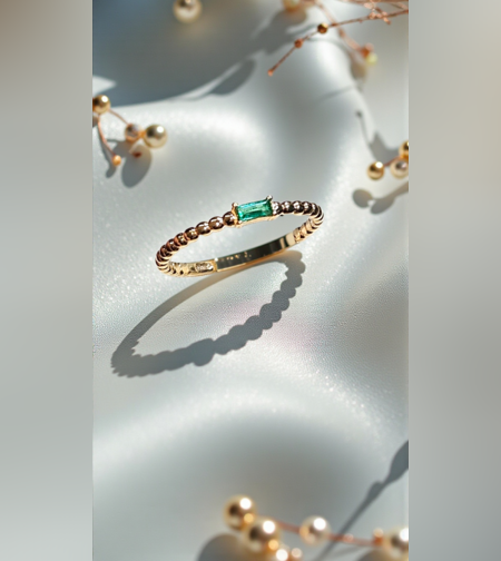 Златен пръстен с Изумруд 