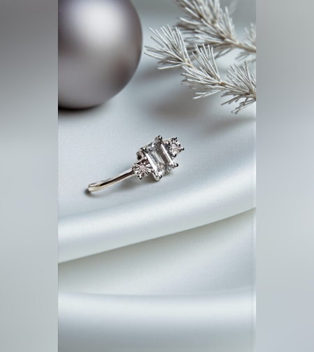 Златен пръстен с Аквамарин и Диамант от 18К злато I Gioielli del Sole