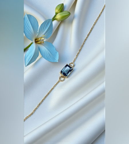 Златна гривна с Топаз London BluеGumon 18K