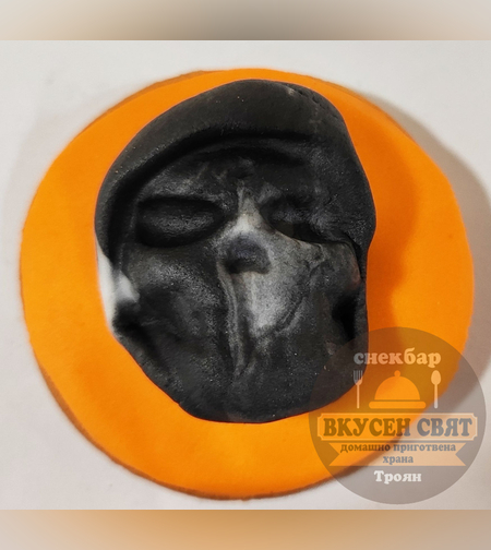 Бисквитка Хелуин 3D декорация Маска на скелет 1