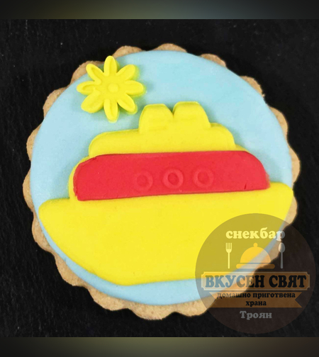 Декорирана бисквитка Жълто корабче