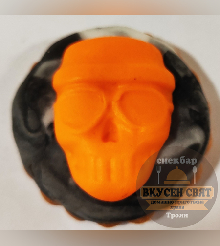 Бисквитка Хелуин 3D декорация Маска на скелет 4