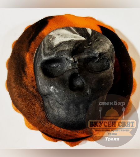 Бисквитка Хелуин 3D декорация Маска на скелет 2