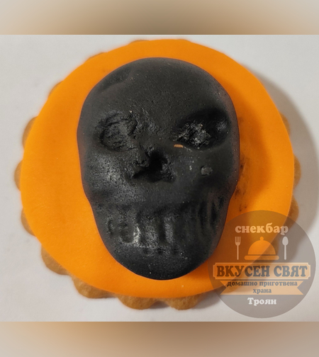 Бисквитка Хелуин 3D декорация Маска на скелет 5