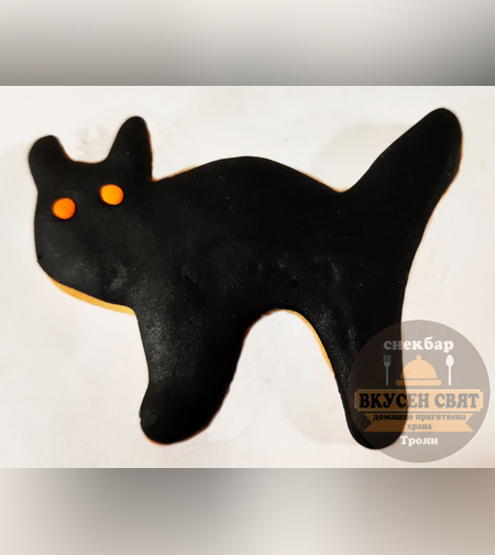 Бисквитка Хелуин 3D декорация Черна котка