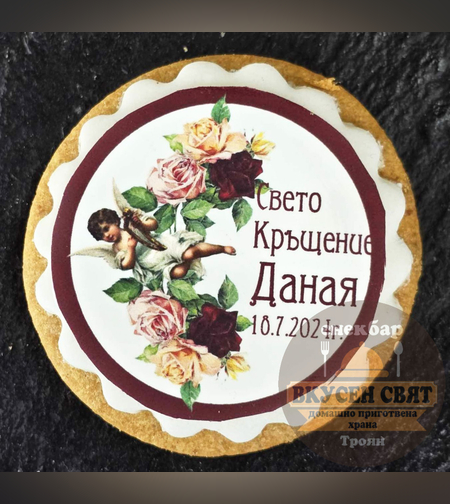 Бисквитка с принт Ангелче с арфа