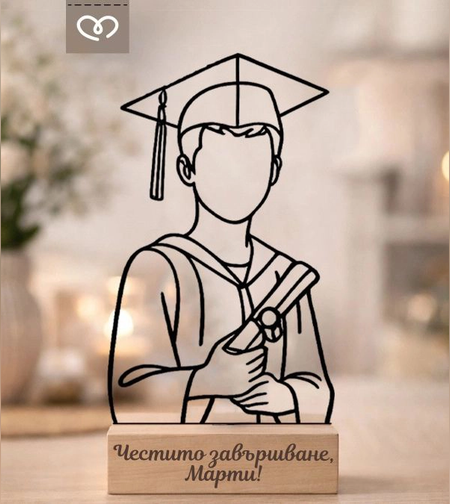 статуетка за абитуриент подарък за бал от дърво с пожелание