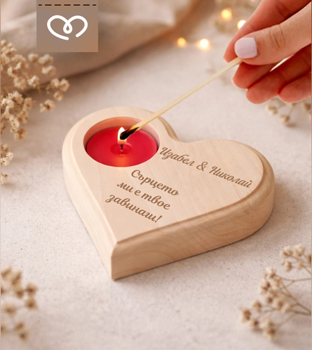 романтичен подарък свещ с имена за свети валентин подарък за влюбени свещ с пожелание и имена