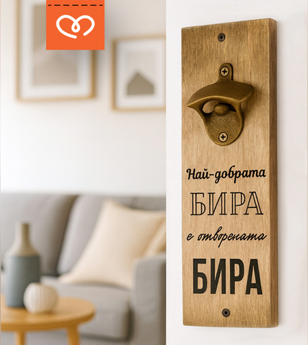 Най-добрата бира е отворената бира | Дървена отварачка с надпис | Подарък за мъж | Рожден ден