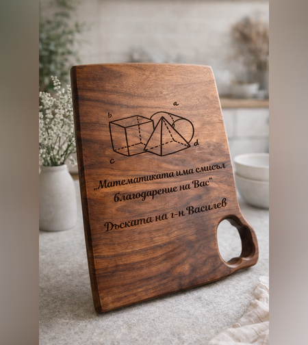 дървена дъска подарък за учител по математика с персонализиран надпис подарък за завършване