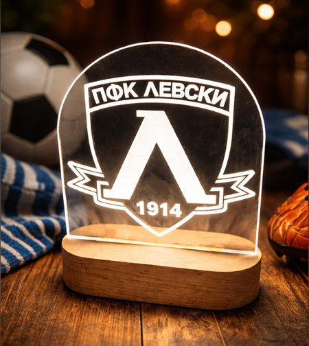 лампа с логото на левски подарък за футболен фен