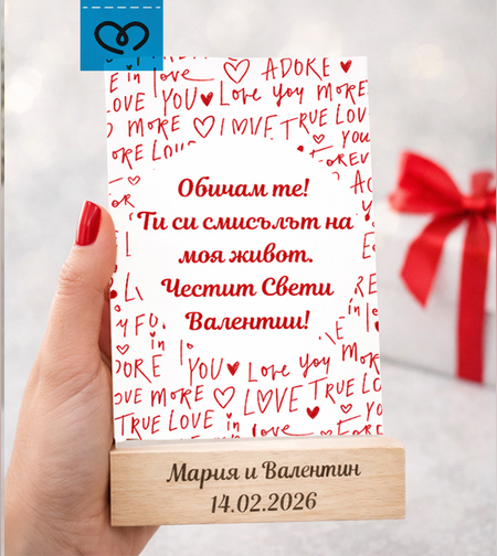 Персонализиран подарък с имена за Свети Валентин – романтична табелка