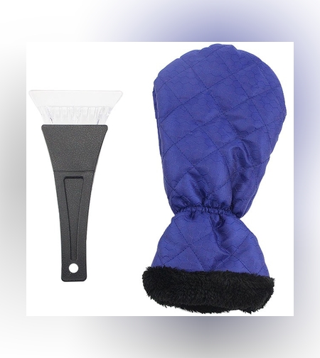 Set Manusa si Racleta pentru Zapada, Flippy, Impermeabila, Izolatie de Bumbac, 31 x 15 cm, Albastru