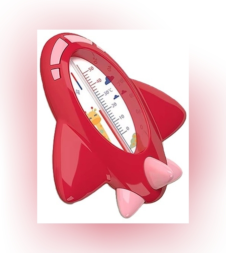Termometru pentru Baie, Flippy, Plutitor, Rezistent la apa, Multifunctional, Model Avion, 11x10x4 cm, Rosu