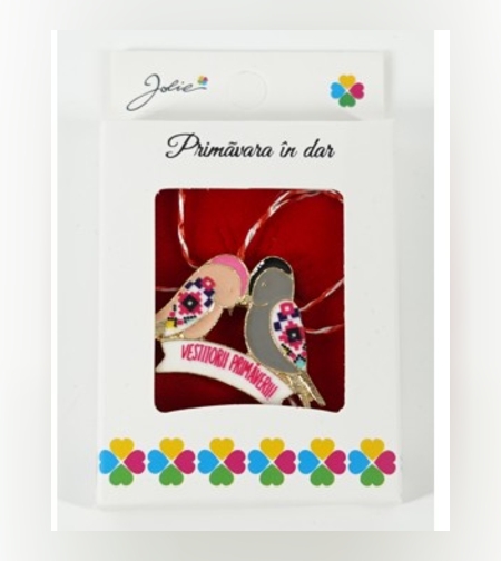 Martisor Brosa Mica in Cutie, Dimensiune Brosa 2.5-3 cm, Material Metal, Model Vestitorii Primaverii