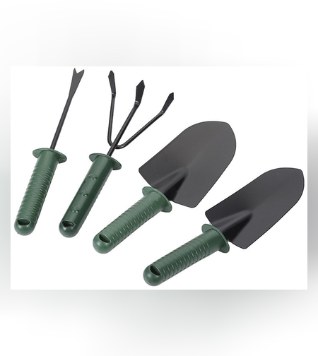 Set 4 Unelte de Gradina Flippy, pentru Plantare Prelucrare Sol si Ingrijire Plante, Material PVC si cardboard, 25 x 8.5 cm, verde