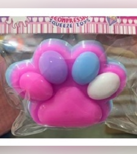 Jucarie Antistres Squishy, Flippy, cu Revenire Lenta, Labuta de Pisica Pufoasa, 8.5 x 7.5 cm, Ambalaj Transparent, Roz Albastru deschis