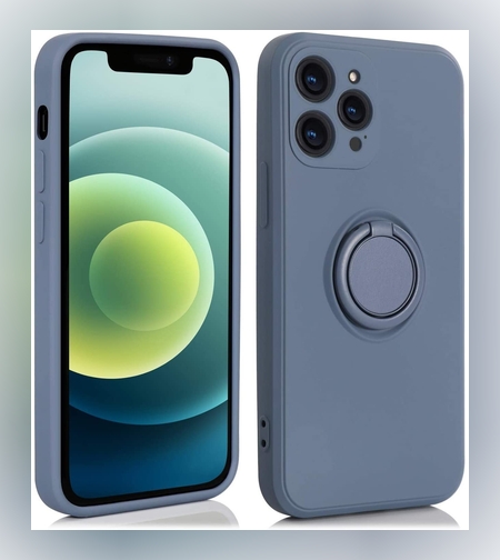 Husa protectie Flippy compatibila cu Huawei P40 Lite E Liquid Silicone Ring cu suport rotativ Albastru deschis