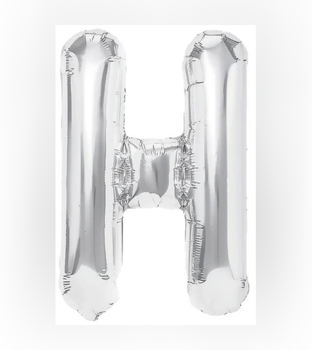 Balon Folie Metalizata Litera H, Flippy, 40 cm, Umflati cu Heliu sau Aer, Ambalaj Individual, Pai inclus, Argintiu