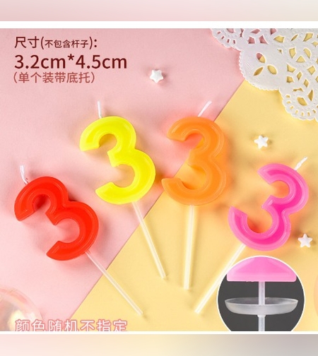 Lumanare Tort, cifra 3, Flippy, Culoare Random