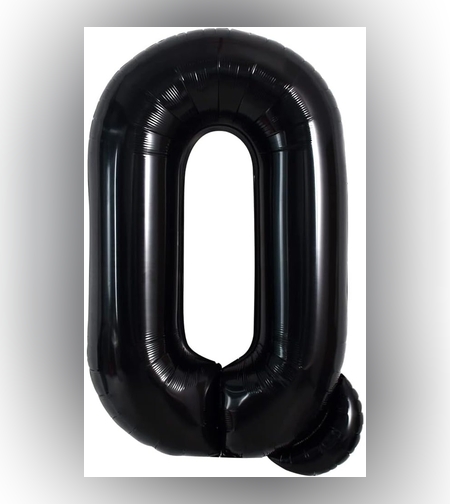 Balon Folie Metalizata Litera Q, Flippy, 40 cm, Umflati cu Heliu sau Aer, Ambalaj Individual, Pai inclus, Negru