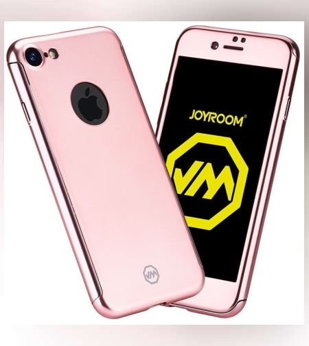Husa Apple iPhone 6+/6S+ Joyroom (Fata + Spate) Roz Auriu + Folie de protectie