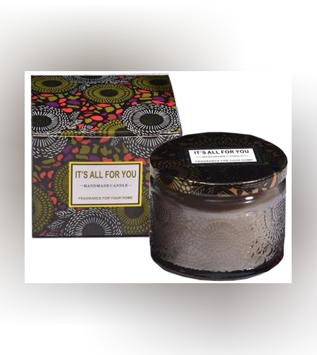 Lumanare Parfumata, Flippy, Model Borcan, Gri, Aroma de Lemn de Santal