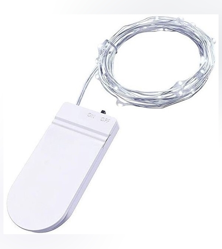 Instalatie Craciun, 1 metru, 10 LED-uri, Alb Rece, cu baterii, fir cupru, liniar, interior/exterior, Flippy