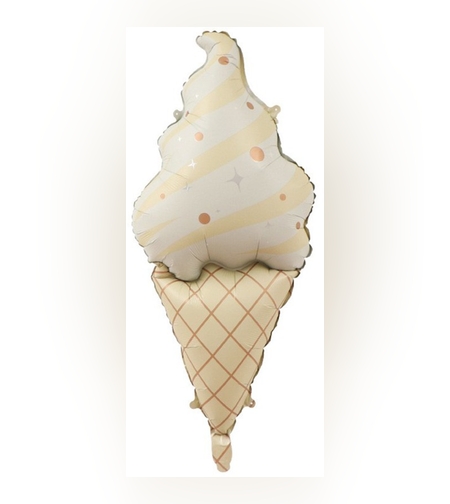 Balon din Folie Metalizata, Flippy, Figurina Animata, Model Inghetata, 95 x 42 cm, Ambalaj Individual, Pai Inclus, Umflare cu Aer sau Heliu, Maro