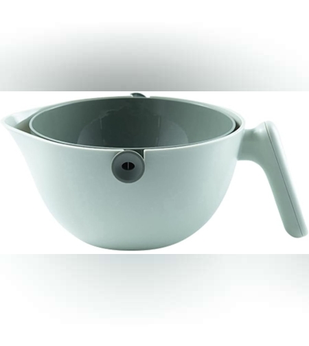 Bol cu Doua Straturi, Flippy, pentru Fructe, Legume, cu Cos de Scurgere a Apei, 2L, din ABS+PP, 29.9 x 22.5 x 11.8 cm, Verde