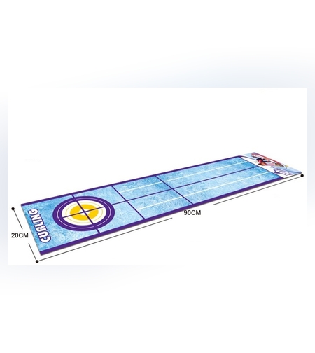 Joc Interactiv, Flippy, Covor de Curling 90 x 20 cm, 1-4 Jucatori, +5 Ani, 6 Mingi Incluse, Albastru