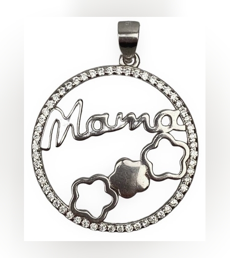 Pandantiv, Jolie Silver, Argint 925, Model Mama (cerc cu flori), Zirconiu, 22 x 22 mm, 3 g
