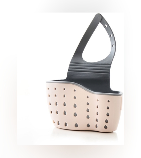 Suport Scurgere pentru Burete si Laveta de Vase Bucatarie, Flippy, Roz, Curea Reglabila, Plastic Flexibil, 15x 5x 21cm