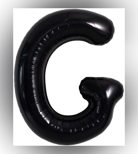 Balon Folie Metalizata Litera G, Flippy, 40 cm, Umflati cu Heliu sau Aer, Ambalaj Individual, Pai inclus, Negru