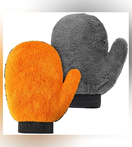 Manusa pentru Spalarea Masinii, Flippy, Microfibra, Moale, Doua Fete, Umeda sau Uscata, Fara Zgariere, 25x20cm, Portocaliu-Gri