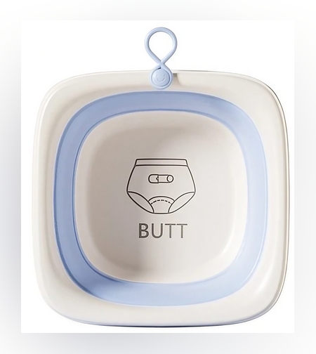 Cada Pliabila pentru Baie pentru Copii, Flippy, Cadita pentru Bebelusi, Model Patrat pentru Fundulet, Albastru, 32x27.5x3.7 cm, 4 L