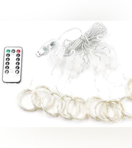 Instalatie Craciun, Tip Perdea IP44, 3m x 1m, 100 Led-uri, Multicolor, USB si telecomanda cu 8 functii, Flippy